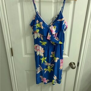 American Eagle Outfitters Blue Floral Slip Dress with Pink Accents